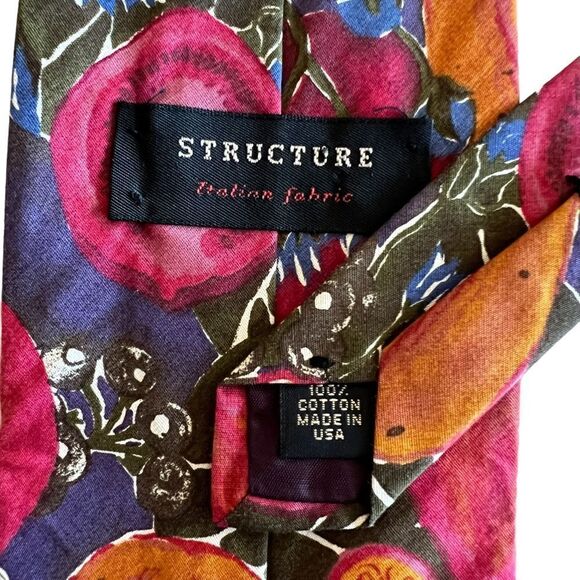 Vintage Structure Tie Italian Fruit Print Cotton Fabric - Picture 4 of 4